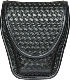 The Blackhawk basketweave double handcuff pouch features a hidden snap design.